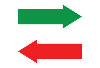 green right arrow vector and red left arrow vector icon Vector illustration design. Right direction and left direction arrow icon. eps file 94.