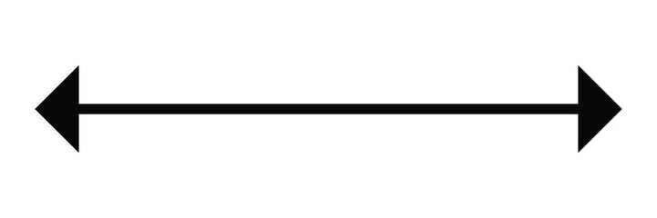 Black Horizontal dual thin long straight double ended arrow. Contour isolated vector image on white background. Vector illustration. Eps file 104.