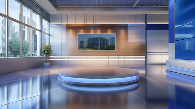 elevision studio, virtual studio set. ideal for green screen compositing.