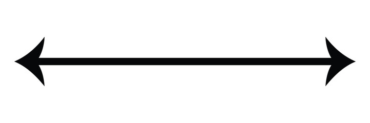 Dual sided Black arrow. Horizontal dual sided long straight arrow signs. double arrow icon isolated on white background. Vector illustration. Eps file 110.