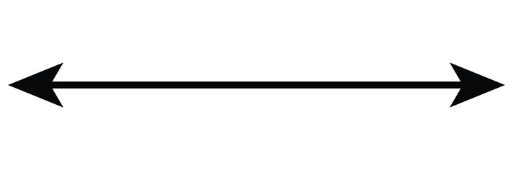Dual sided arrow. Horizontal dual sided long straight arrow signs. Black double arrow icon isolated on white background. Vector illustration. Eps file 108.