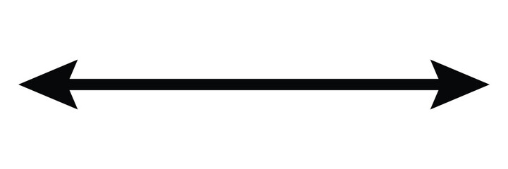 Dual sided black arrow. Horizontal dual sided long straight arrow signs. double arrow icon isolated on white background. Vector illustration. Eps file 111.