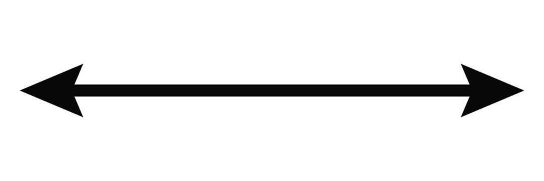 Dual sided black arrow. Horizontal dual sided long straight arrow signs. double arrow icon isolated on white background. Vector illustration. Eps file 111.