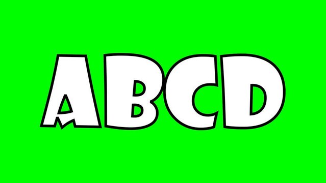Animated letters ABCD appear alternately on green screen.