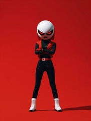 minimalist futurism a women with angry emoji character depicted.