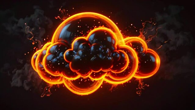 This video depicts a dark cloud with glowing orange edges over a dark background.