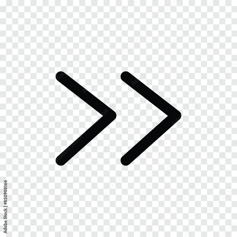 Wall mural black vector chevron arrows pointing right, two arrows in row. road sign for turn. stock vector illu