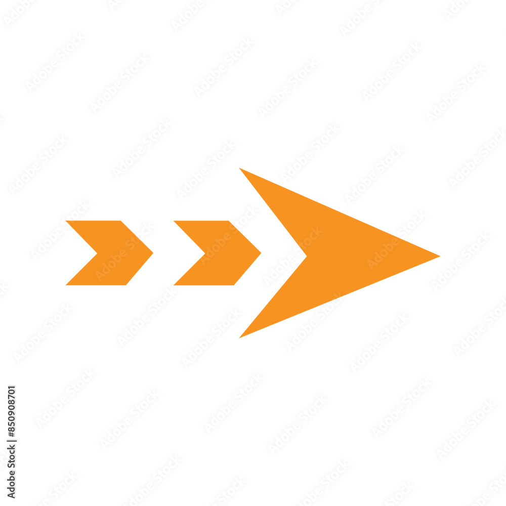 Wall mural diagonal dash up right orange arrow icon. orange right sharp arrow icon. isolated on white backgroun