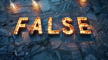 Fototapeta premium White LED Fake and Misinformation concept art poster.