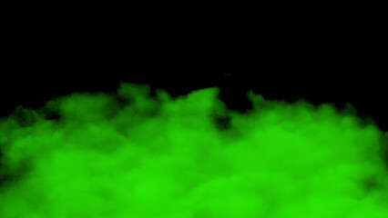 Green fog or smoke on a black background.