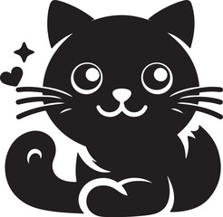 A Silhoutte Vector Cat With White Background