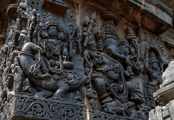Hoysaleswara Temple or Halebidu Temple, a 12th-century Hindu temple dedicated to the god Shiva. India.