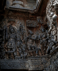Hoysaleswara Temple or Halebidu Temple, a 12th-century Hindu temple dedicated to the god Shiva. India.