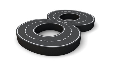 Number 8 Road 3d png. Road Uppercase letters. Road Style alphabet 3d.