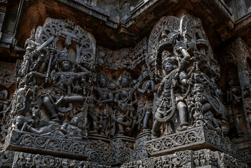 Hoysaleswara Temple or Halebidu Temple, a 12th-century Hindu temple dedicated to the god Shiva. India.