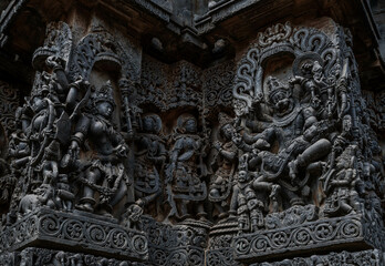 Hoysaleswara Temple or Halebidu Temple, a 12th-century Hindu temple dedicated to the god Shiva. India.