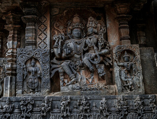 Hoysaleswara Temple or Halebidu Temple, a 12th-century Hindu temple dedicated to the god Shiva. India.
