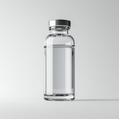 Clear Glass Vial with Metal Cap Isolated on White. Generative ai