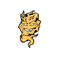 Angry face in a fire ghost. fire devil logo, fire devil tattoos and stickers tornado. Esports Logo.
