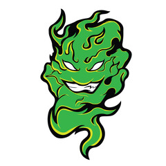 Angry face in a fire ghost. fire devil logo, fire devil tattoos and stickers tornado. Esports Logo.