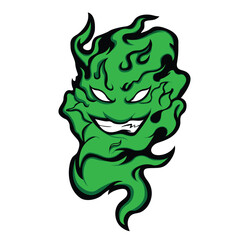 Angry face in a fire ghost. fire devil logo, fire devil tattoos and stickers tornado. Esports Logo.