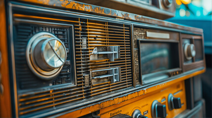 Retro Car Radio, Vintage Automotive Audio System, Nostalgic Classic Style