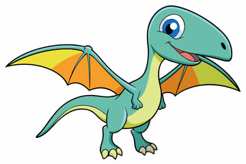 Cute pterodactyl dinosaur cartoon vector illustration  © Sumondesigner_42
