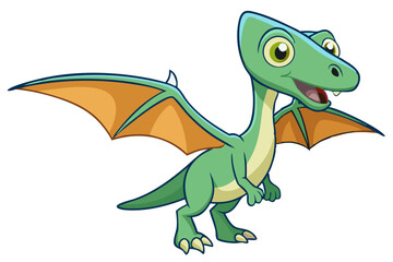 Cute pterodactyl dinosaur cartoon vector illustration 