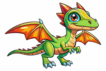 Naklejka premium Cute pterodactyl dinosaur cartoon vector illustration 