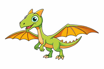 Cute pterodactyl dinosaur cartoon vector illustration 