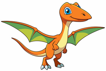 Cute pterodactyl dinosaur cartoon vector illustration 