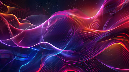 Fototapeta premium Colorful glowing lines forming shapes abstract background