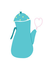 Teapot in cartoon style. Vector.