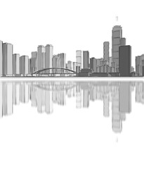 Fototapeta premium modern city panorama 3d illustration