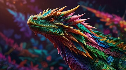 Obraz premium Free Photo New colorful dragon with 3d wallpaper dazzlingly psychedelic dragon