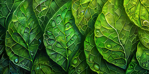 Fototapeta premium Abstract Natural Background with Leaves, Plants and Water in Vivid colors