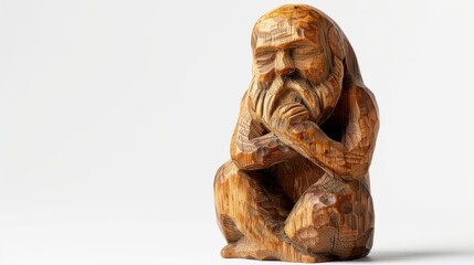 A whittled wooden figurine showcasing intricate artistry and fine details