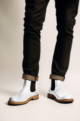 PNG men's chelsea boots mockup, transparent design