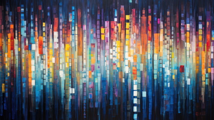 Dynamic Urban Nightscape, Abstract City Skyline. Generative AI