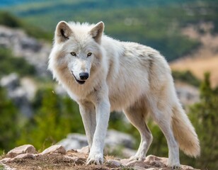 Obraz premium Weißer Wolf in der Wildniss