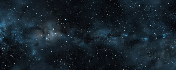 Naklejka premium Black background with subtle, dark blue galaxy and stars.