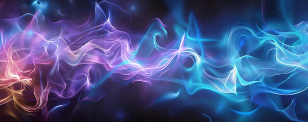 Obraz premium Black background with vibrant, glowing blue and purple plasma.