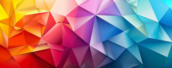 Obraz premium Colorful background with bright, overlapping triangles in primary colors.