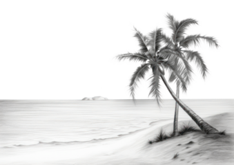 PNG Palm tree on the beach drawing sketch outdoors.