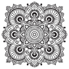 set of beautiful black and white floral mandala design white background