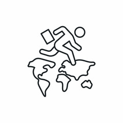 businessman worker world wide globe icon