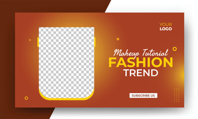 Vector template for Latest Fashion Makeup beauty trend with Orange yellow color combination Banner
