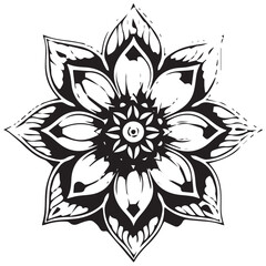 set of beautiful black and white floral mandala design white background