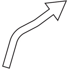 Red curved arrow sign, symbol and icon for business or website button decoration in isolated light background. Vector illustration