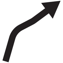 Red curved arrow sign, symbol and icon for business or website button decoration in isolated light background. Vector illustration